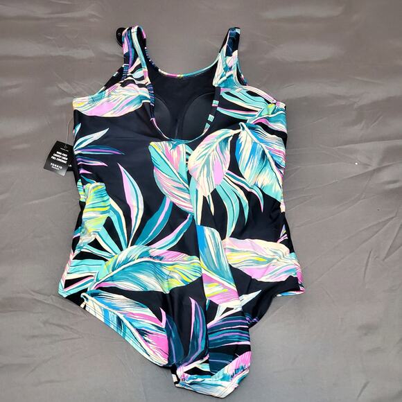 TORRID BATHING SUIT SIZE 3X Wireless High Neck One Piece Swimsuit Tropical Print - Picture 8 of 10